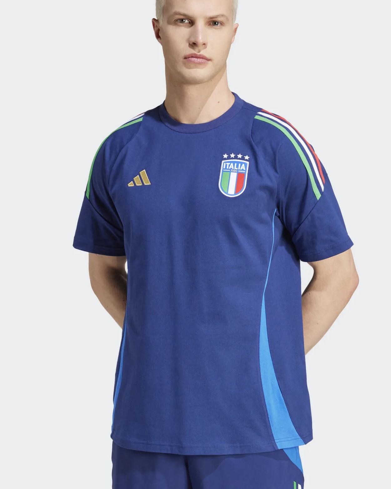  Italia Italy FIGC Adidas T-shir maglia maglietta Blu Cotone Tee Euro 2024