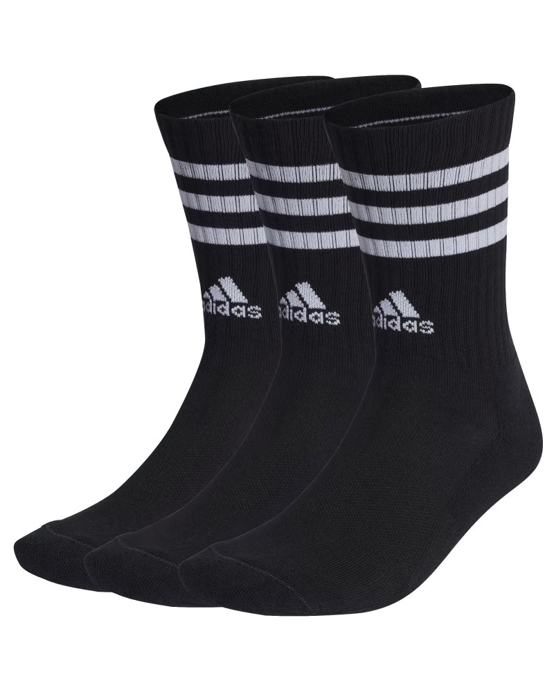  Adidas Calze calzini Socks Nero cotone 3-Stripes Cushioned 3 paia