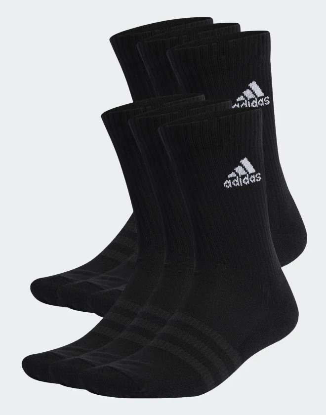  Adidas Calze calzini Unisex Nero cotone .Cushioned Sportswear 6 Paia