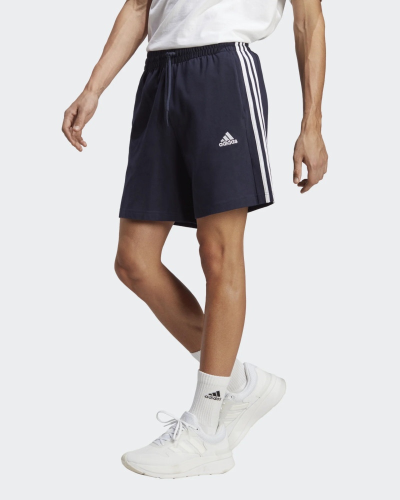  Pantaloncini Shorts UOMO Adidas Blu Ess 3-Stripes Single jersey Cotone Jersey