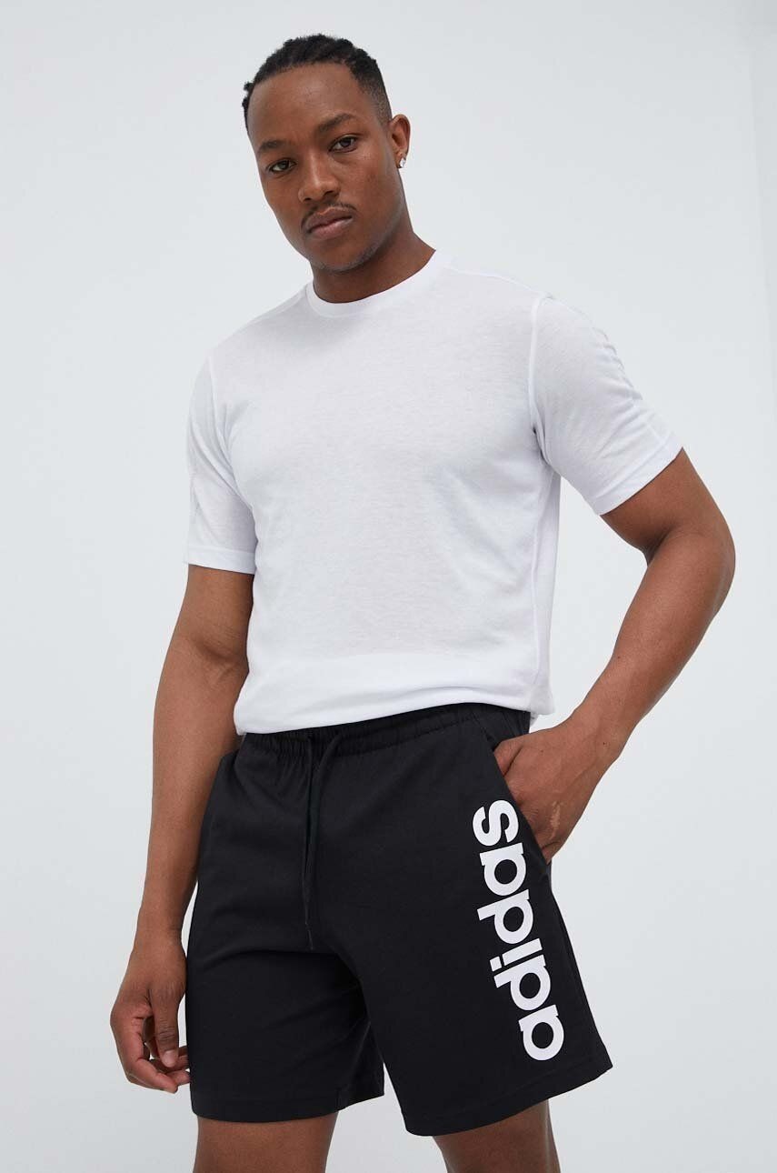  Pantaloncini Shorts UOMO Adidas Essentials Single Jersey linear Nero con tasche