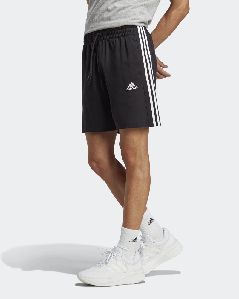  Pantaloncini Shorts UOMO Adidas Nero con tasche Ess 3-Stripes Single jersey