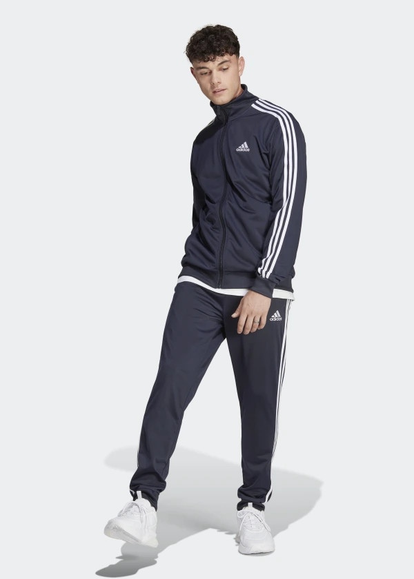  Tuta Intera Completa UOMO Adidas Basic 3-Stripes Tricot Blu con tasche