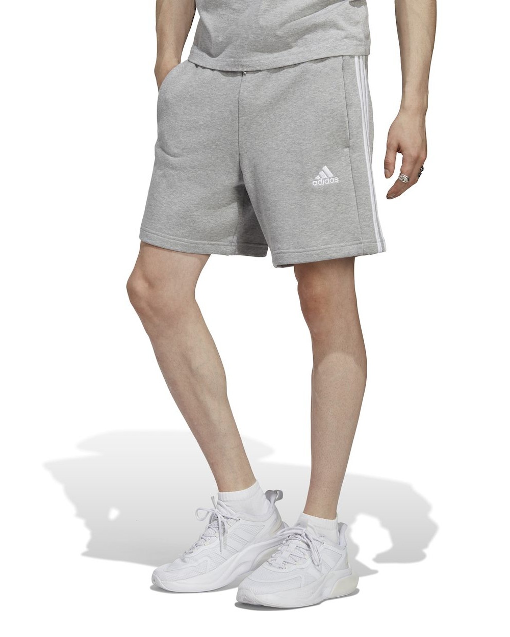  Pantaloncini Shorts UOMO Adidas Essentials French Terry 3-Stripes Grigio