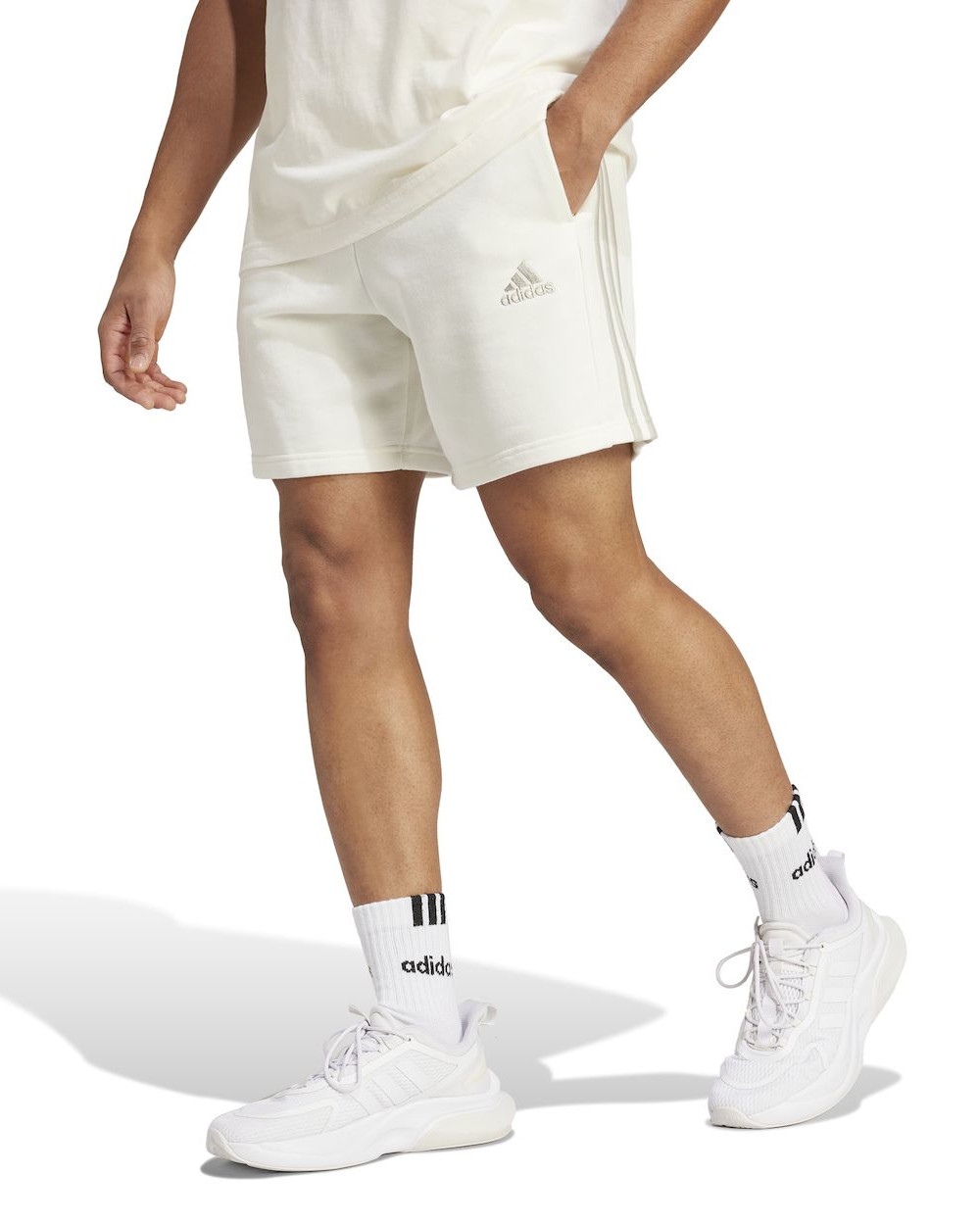  Pantaloncini Shorts UOMO Adidas Essentials French Terry 3-Stripes Off White