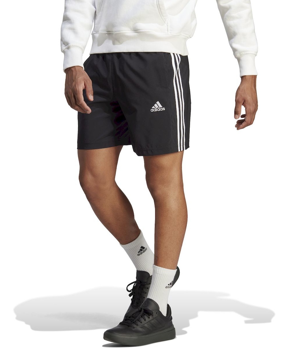  Pantaloncini Shorts UOMO Adidas 3 Stripes Chelsea Nero Bianco con tasche