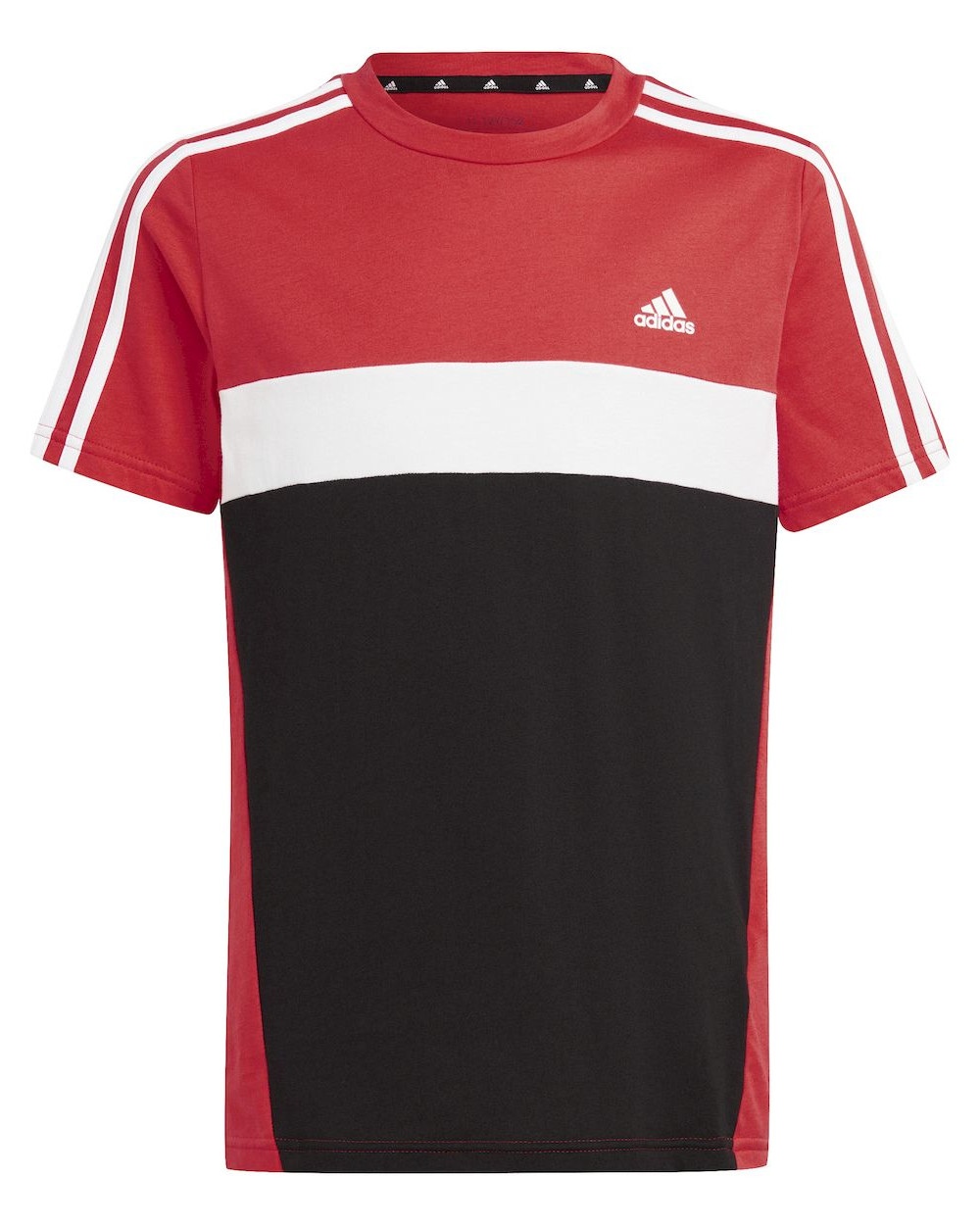  T-shirt maglia maglietta Ragazzi Adidas Rosso Tiberio 3-Stripes Junior Cotone