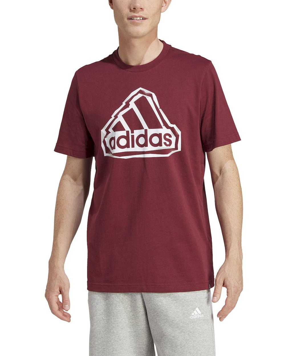  T-shirt maglia maglietta UOMO Adidas Rosso FLD BOS LOGO Cotone jersey