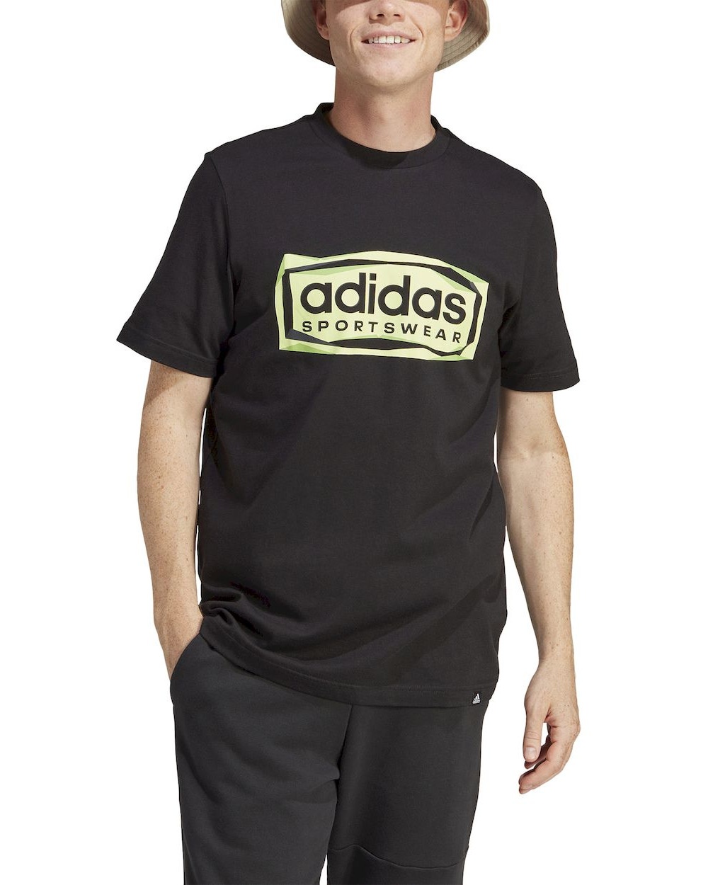  T-shirt maglia maglietta UOMO Adidas Nero Giallo Folded Sportswear Graphic
