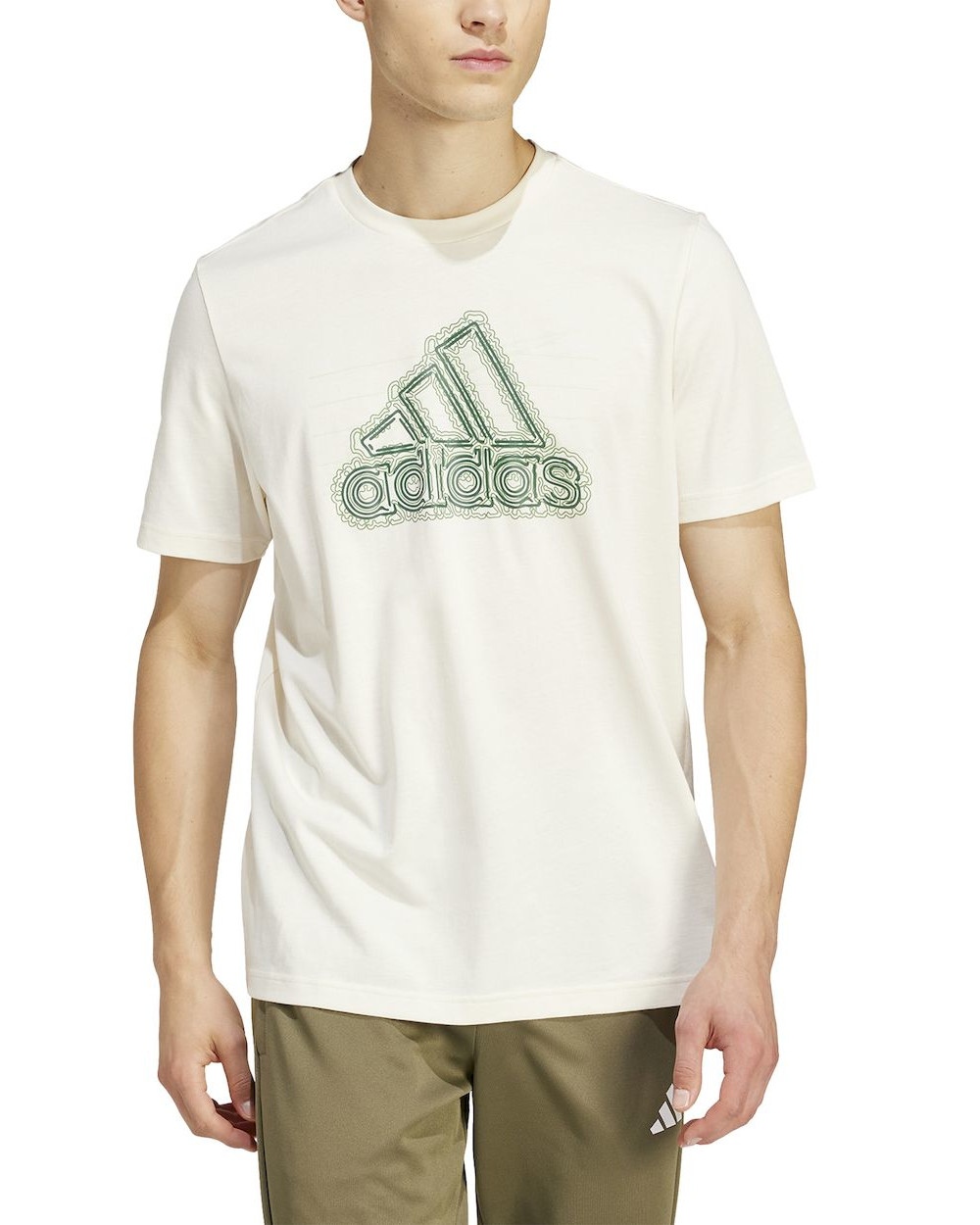  T-shirt maglia maglietta UOMO Adidas Beige Folded Sportswear Graphic Cotone
