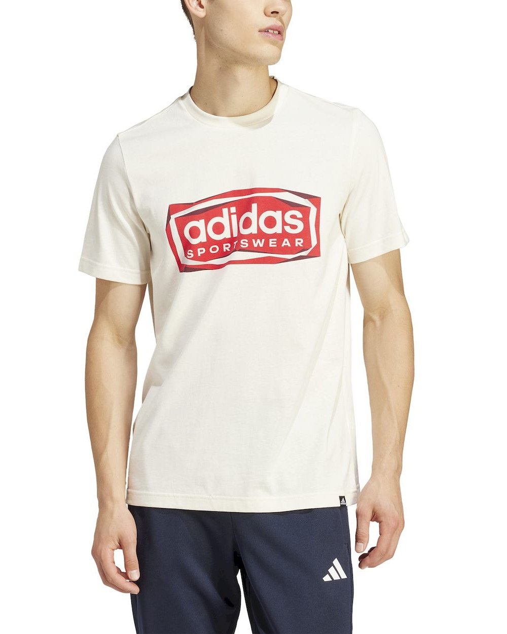  T-shirt maglia maglietta UOMO Adidas Beige Folded Sportswear Graphic