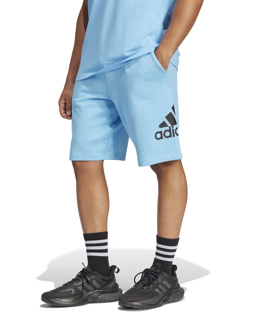  Pantaloncini Shorts UOMO Adidas Essentials Big Logo French Terry Azzurro
