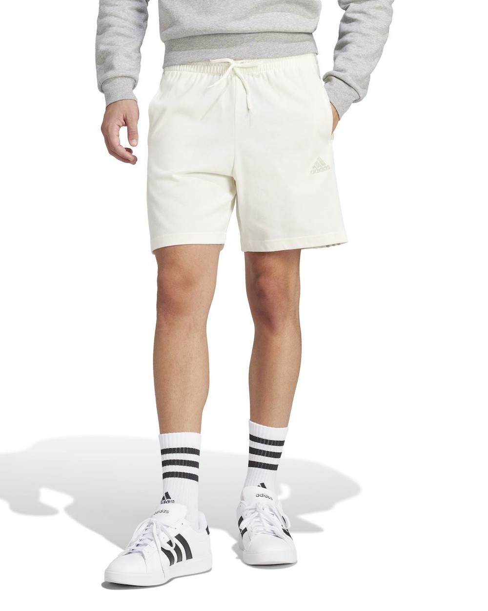  Pantaloncini Shorts UOMO Adidas Essentials Single Jersey 3-Stripes 7 Beige