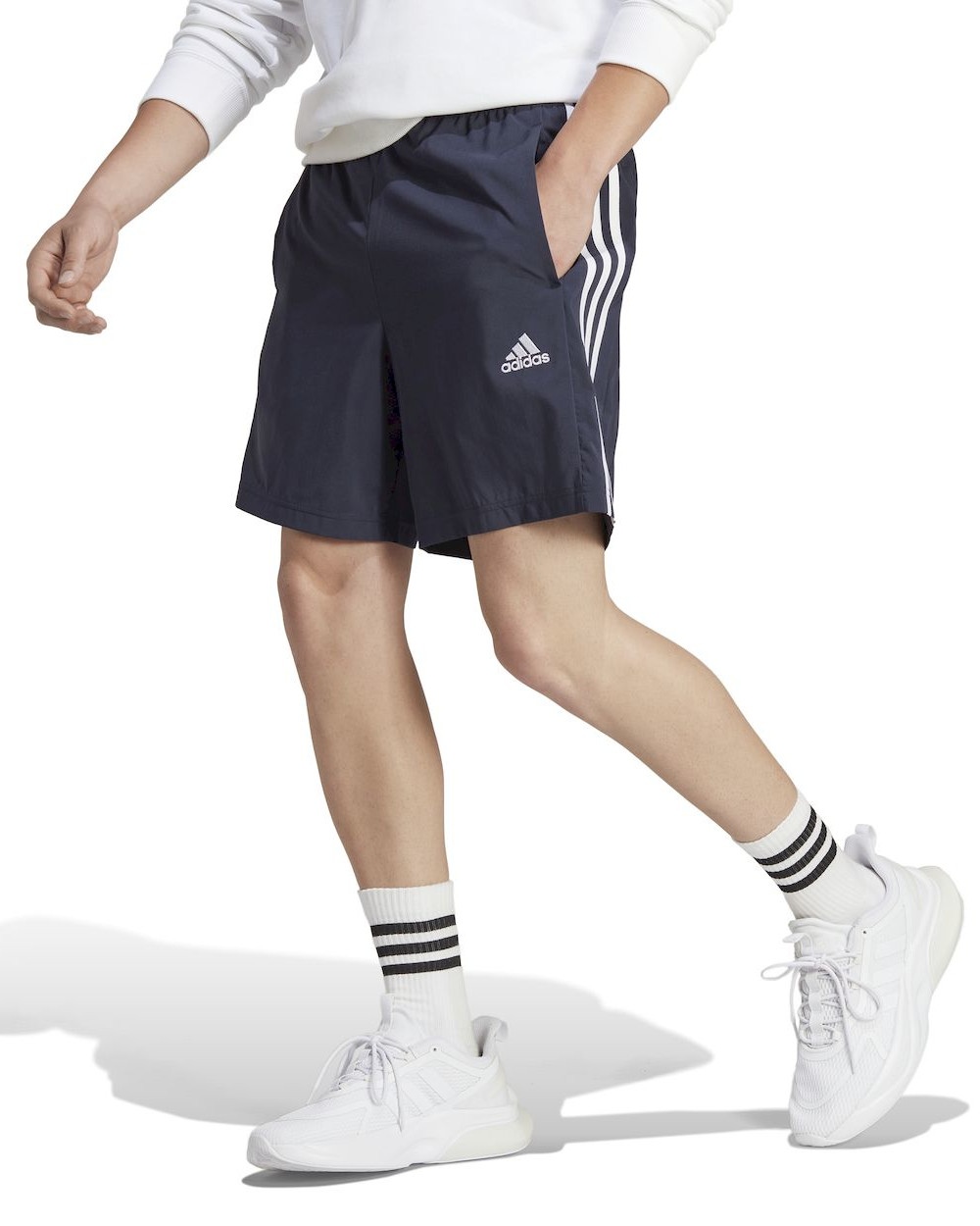  Pantaloncini Shorts UOMO Adidas 3 Stripes Chelsea Woven Blu Bianco con tasche