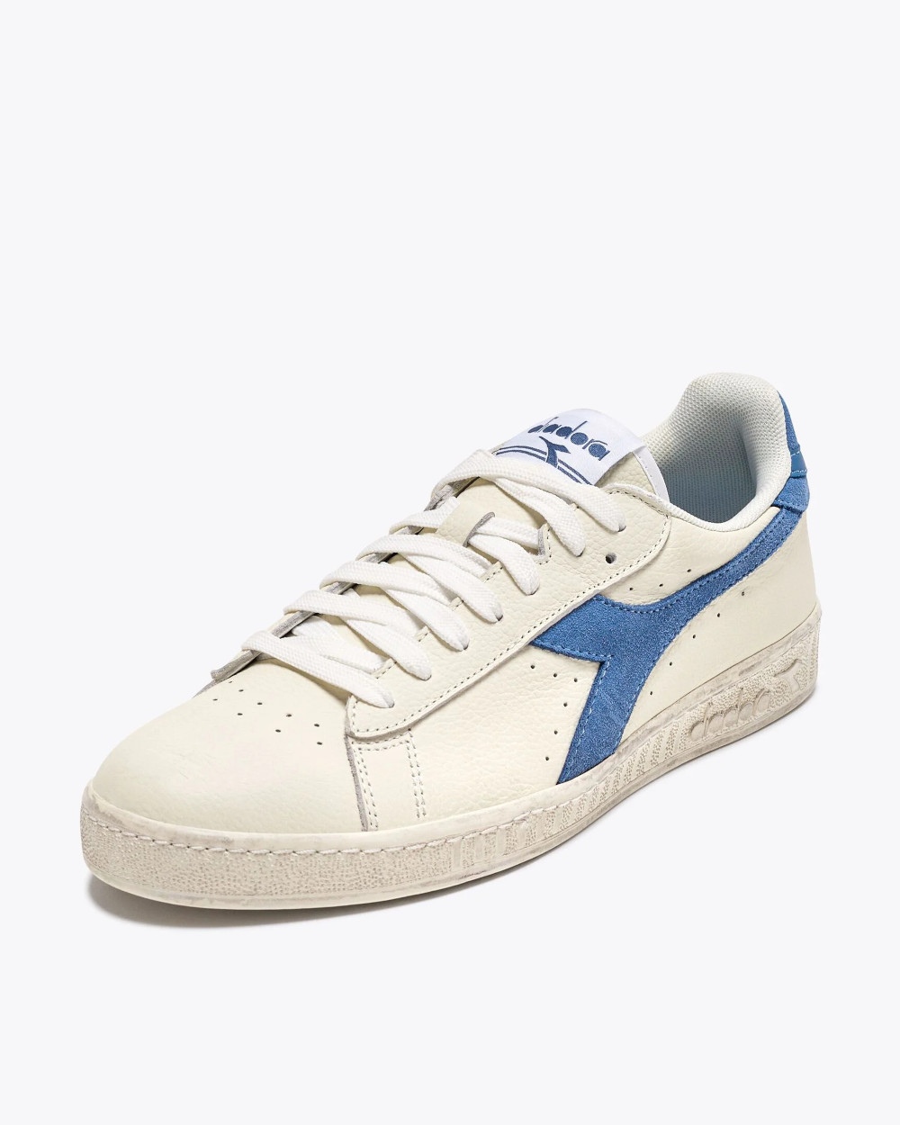  Scarpe Sneakers UOMO Diadora T2 Game L Low Waxed Suede Pop Bianco Azzurro