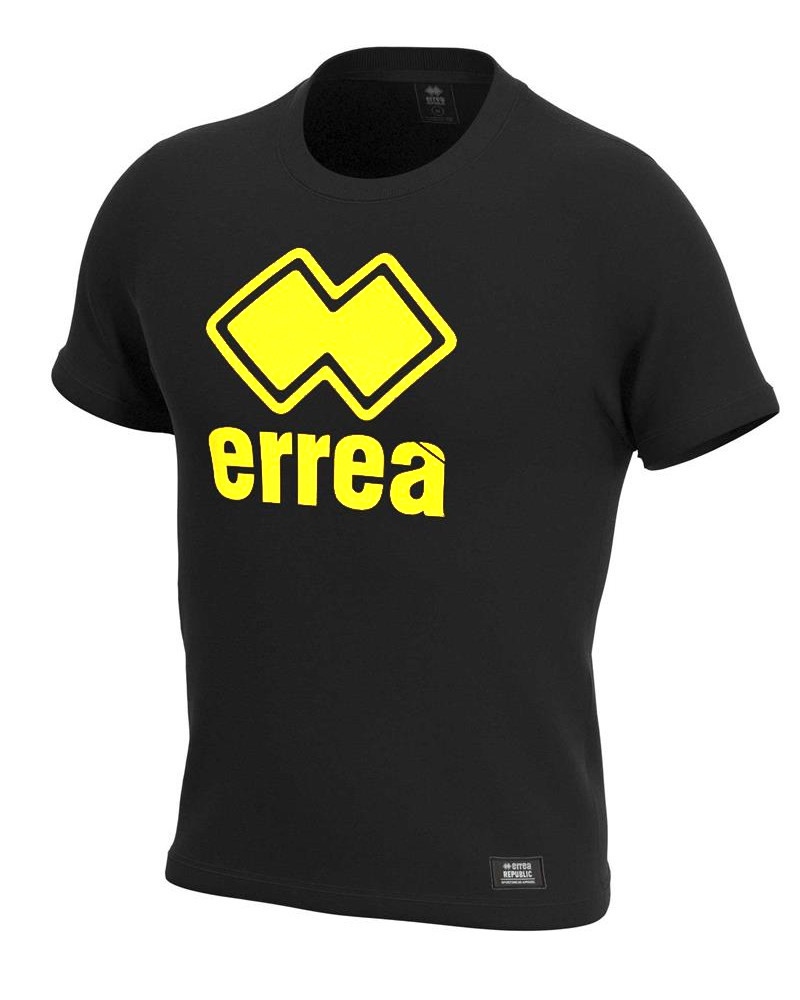  T-shirt Maglia maglietta UOMO Errea Nero Giallo Essential Logo Crew Cotone