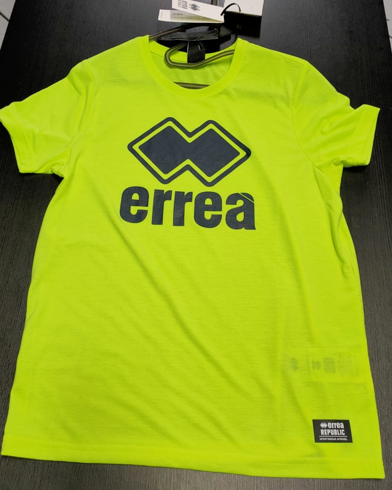  T-shirt maglia maglietta UOMO Errea Giallo Essential Logo Crew Cotone
