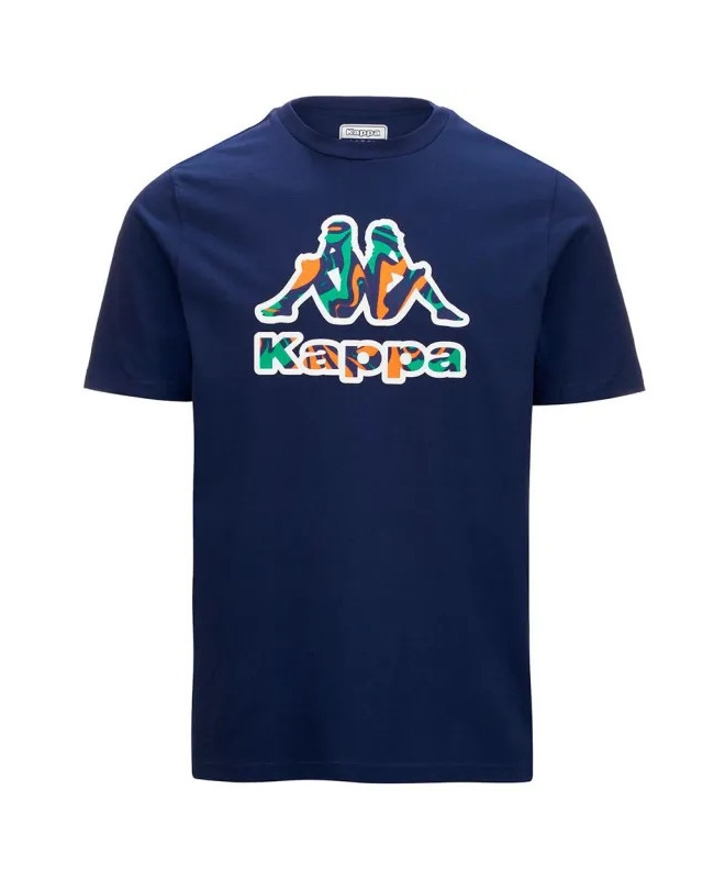  T-shirt maglia maglietta UOMO Kappa Blu LOGO FIORO Girocollo Cotone