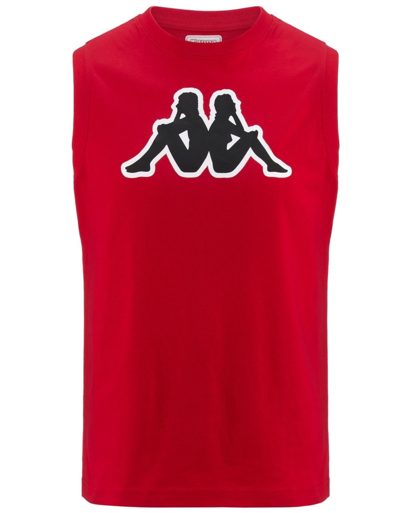  Smanicato canotta canottiera T-shirt UOMO Kappa Banda 222 Rosso Logo Dwal