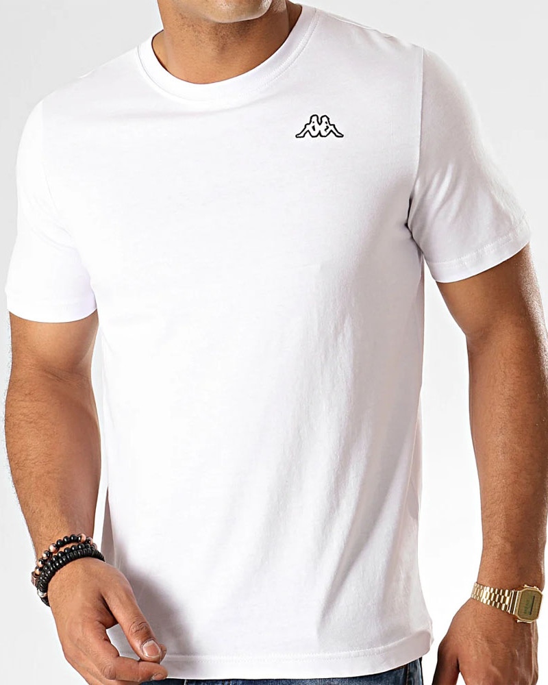  T-shirt maglia maglietta UOMO Kappa Bianco LOGO CAFERS Cotone