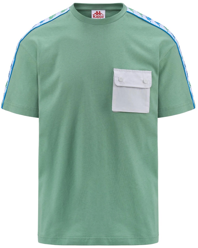  T-shirt maglia maglietta UOMO Kappa Banda 222 Verde SIDONIO Cotone Jersey