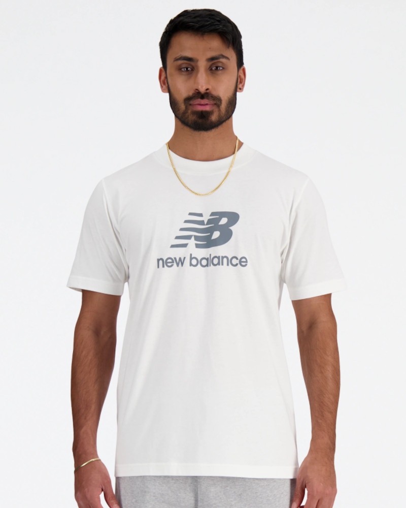  T-shirt maglia maglietta UOMO New Balance Bianco Stacked Logo