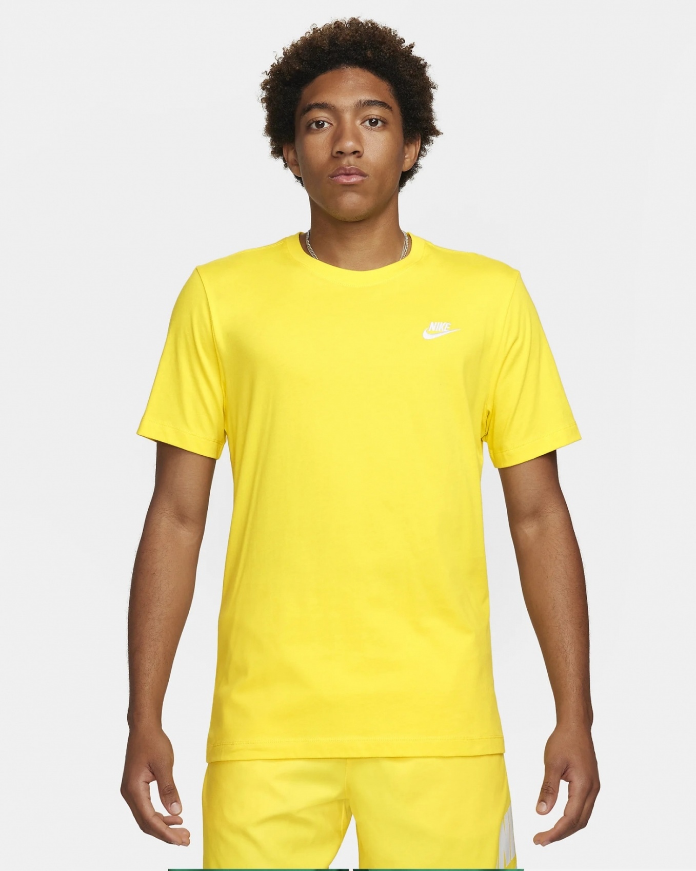  T-shirt maglia maglietta UOMO Nike Giallo NSW CLUB TEE Cotone