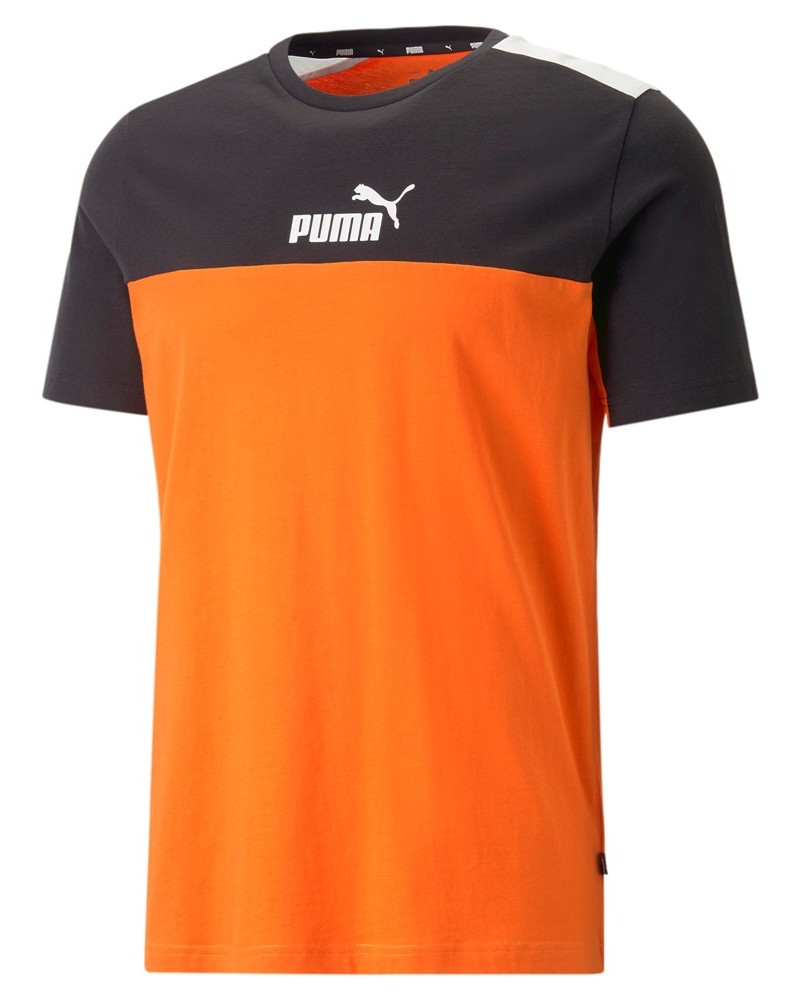  T-shirt Maglia Maglietta UOMO Puma Arancione Nero ESS Block Cotone