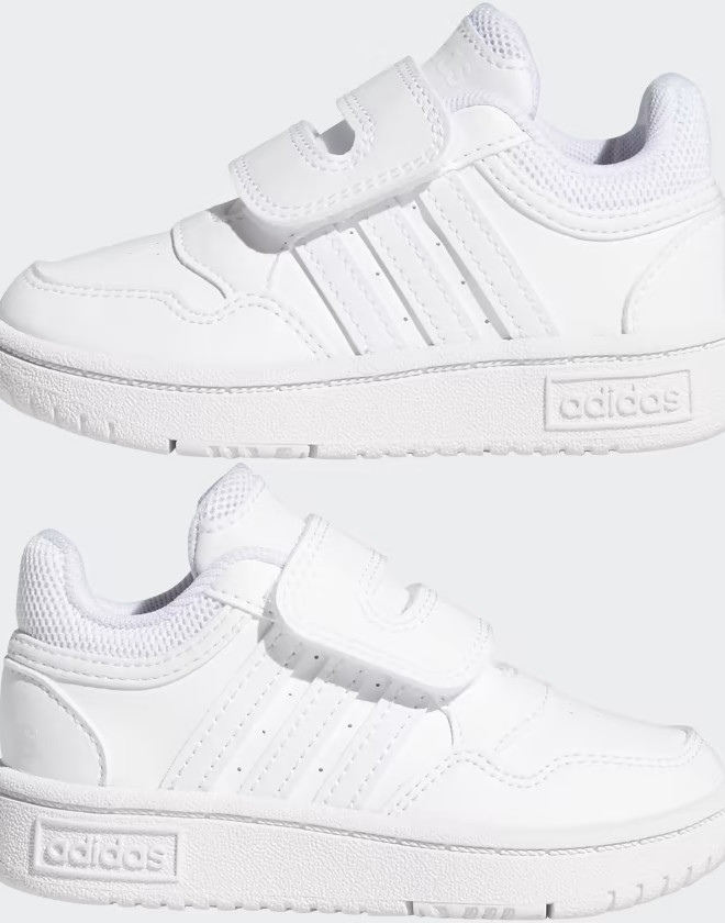  Scarpe Sneakers Bambini Unisex Adidas HOOPS Feltro Strappo Total White