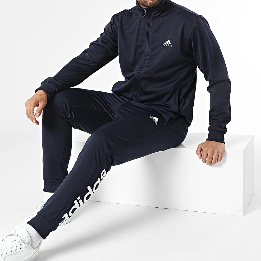 Tuta Intera Completa UOMO Adidas Linear PrimeGreen Blu con tasche