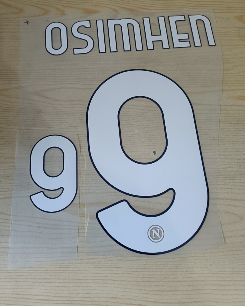  SSC Napoli Kit Personalizzazione Nameset x maglia Osimhen 9 Uefa 2022 23 Home