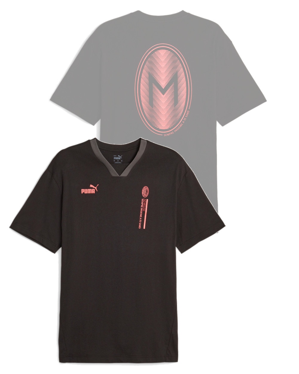  Ac Milan Puma T-shirt maglia maglietta Nero Cotone Ftbll Culture V-Neck 2023 24