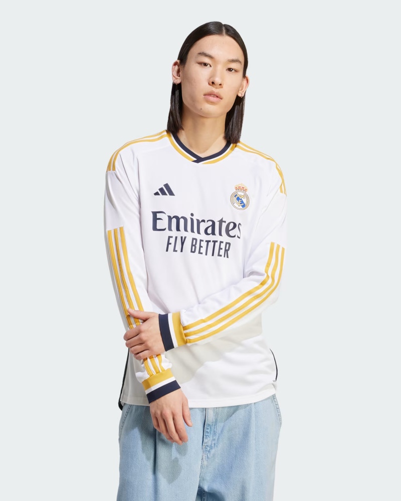  Real Madrid Adidas Maglia Calcio maniche lunghe Bianco 2023 24 Home