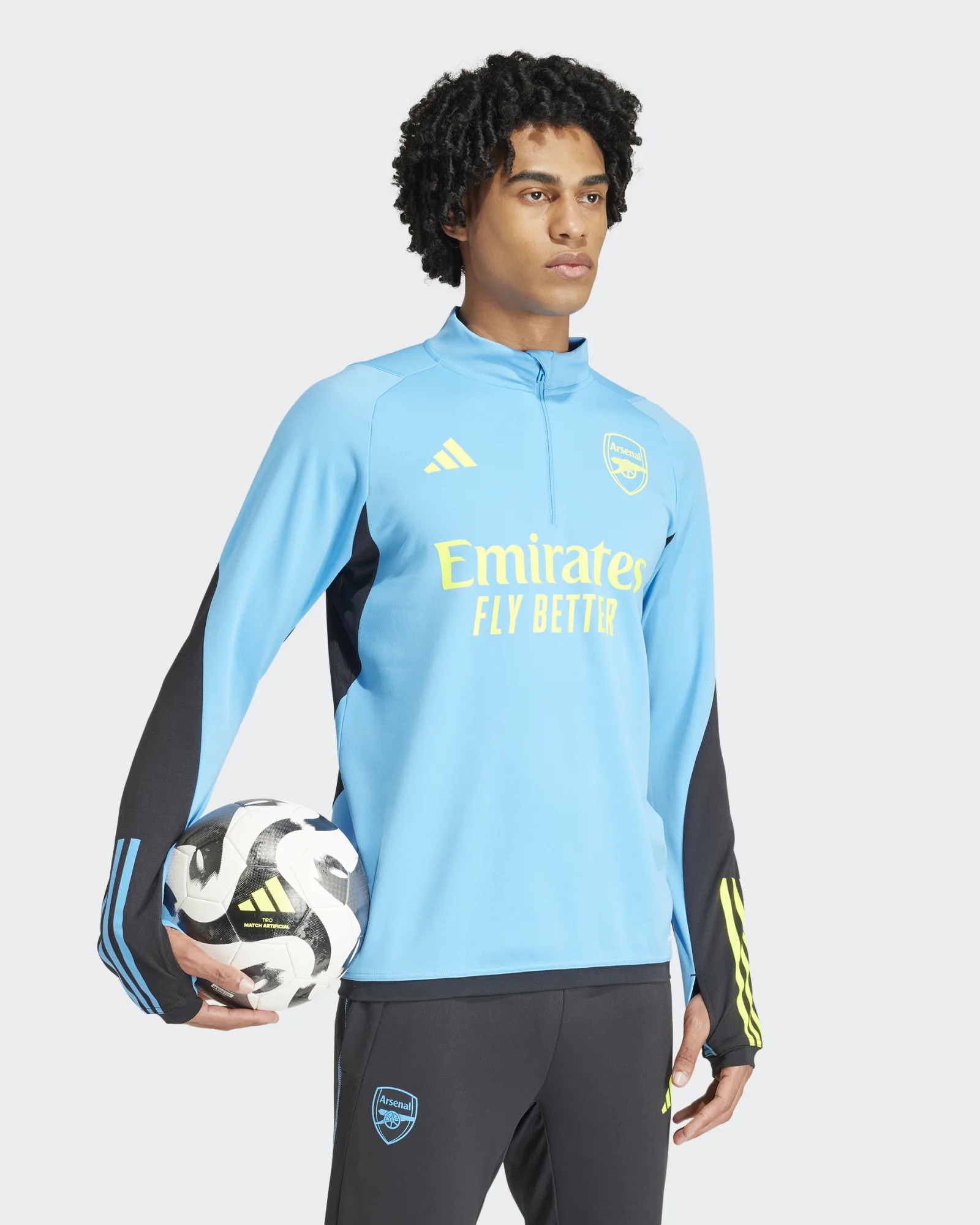  Arsenal Fc Adidas Felpa Allenamento Training Top Azzurro Mezza zip 2024