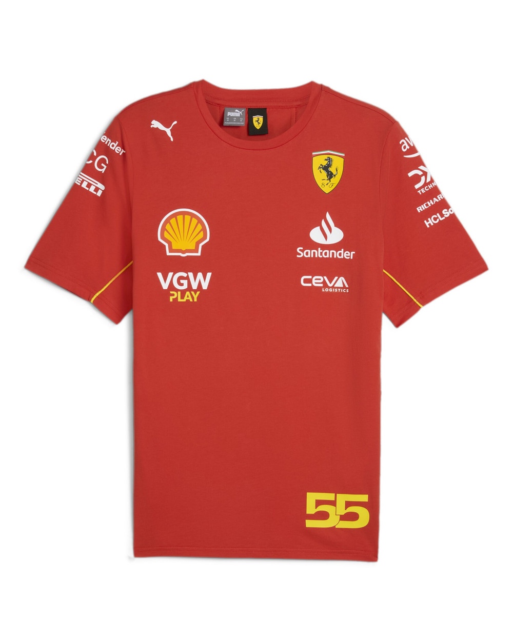  Ferrari Puma T-shirt maglia maglietta Sainz UOMO Rosso Cotone Team 2024