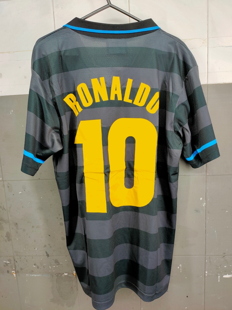  Inter fc Umbro Maglia Calcio UOMO Grigio Nero 1997 98 Vintage Third Ronaldo 10