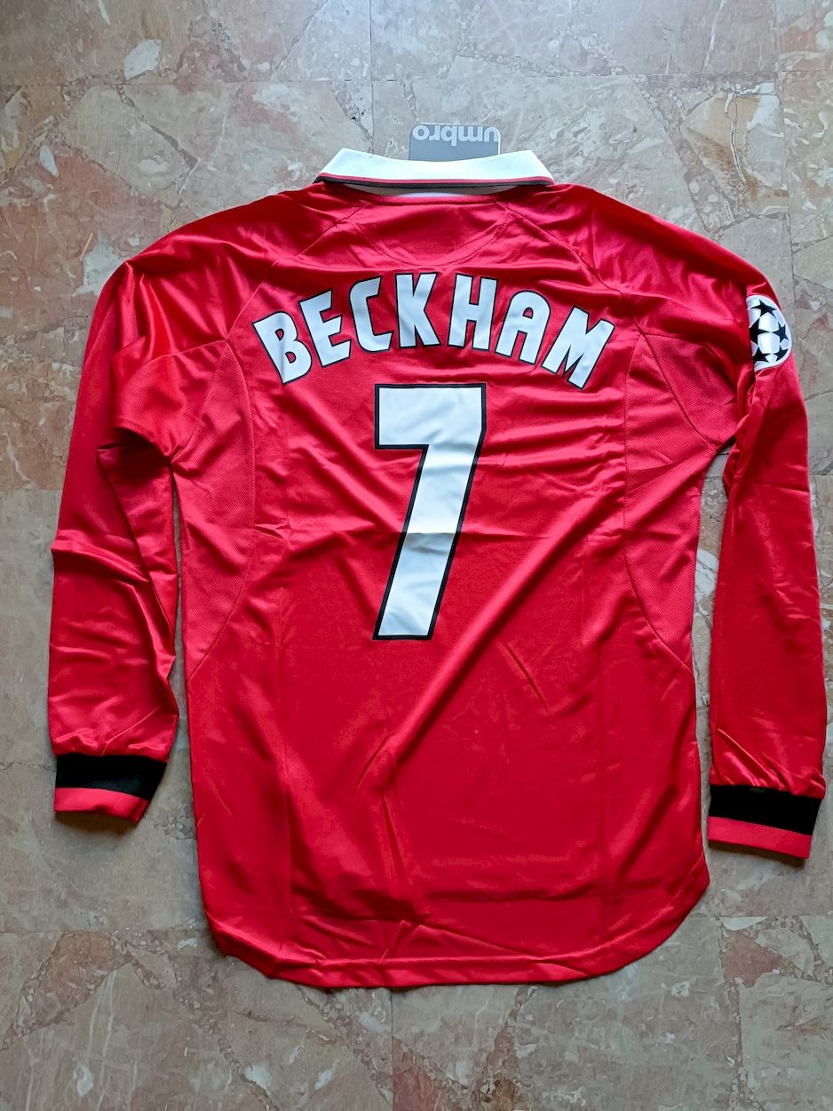  Manchester United Umbro Maglia Calcio Storica vintage retrò LS Beckham 7
