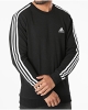 Sports Sweatshirt Pullover adidas Essentials French Terry 3-Stripes Crewneck brushed cotton Man black