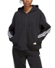 Adidas Future Icons 3-Stripes Full-Zip Cotton Sports Hoodie Jacket WOMEN Black