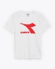 Herren Diadora Baumwolle Rundhals T-Shirt CORE Großes Logo Kurzarm Weiß Rot