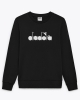 Sport Sweatshirt Diadora Pullover CREW LOGO French Terry Black Brushed Cotton Made in Italy