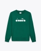 Sport Sweatshirt Diadora Roundneck CREW LOGO French Terry Brushed Cotton Made in Italy Green